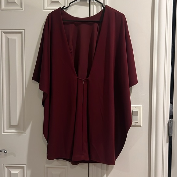 Medium Lulus Cape Shift Dress Burgundy best is yet to come backless - Picture 2 of 4